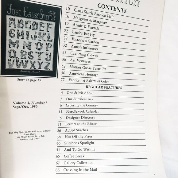 Just Cross Stitch Magazine Sept/Oct 1986 Clown Alphabet Samplers Bridge Cabin - Picture 3 of 8